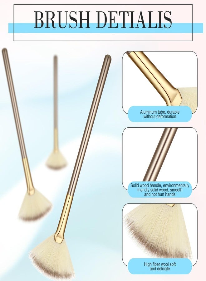 Ziliny 12 Pcs Soft Facial Fan Brush Blush Makeup Brush Face Mask Acid Applicator Multi Use Cosmetic Tools for Peel Mask Makeup for Mud Cream(Champagne) - Image 3